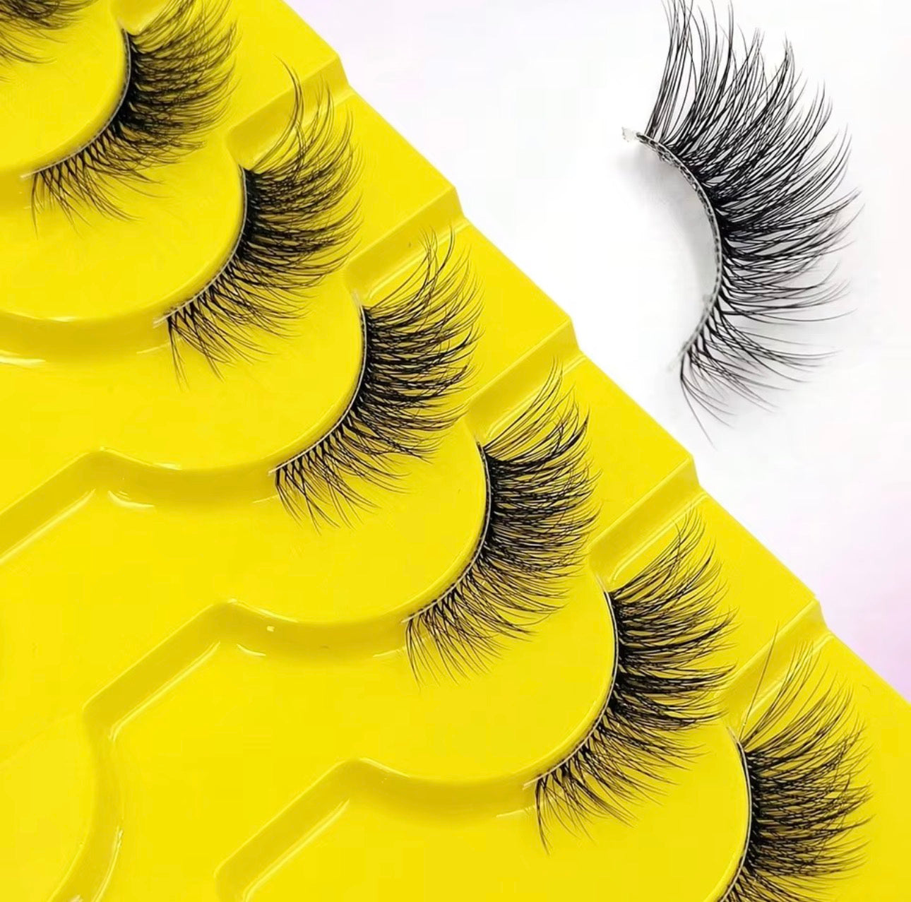 10 Pairs Faux False Eyelashes, Wispy Cat Eye Design