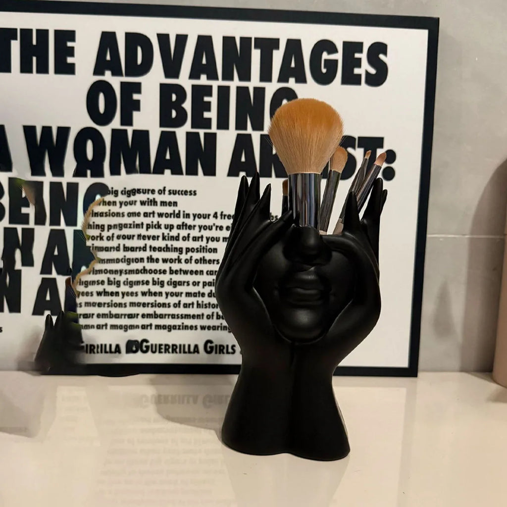 Human Face Makeup Brush Holder