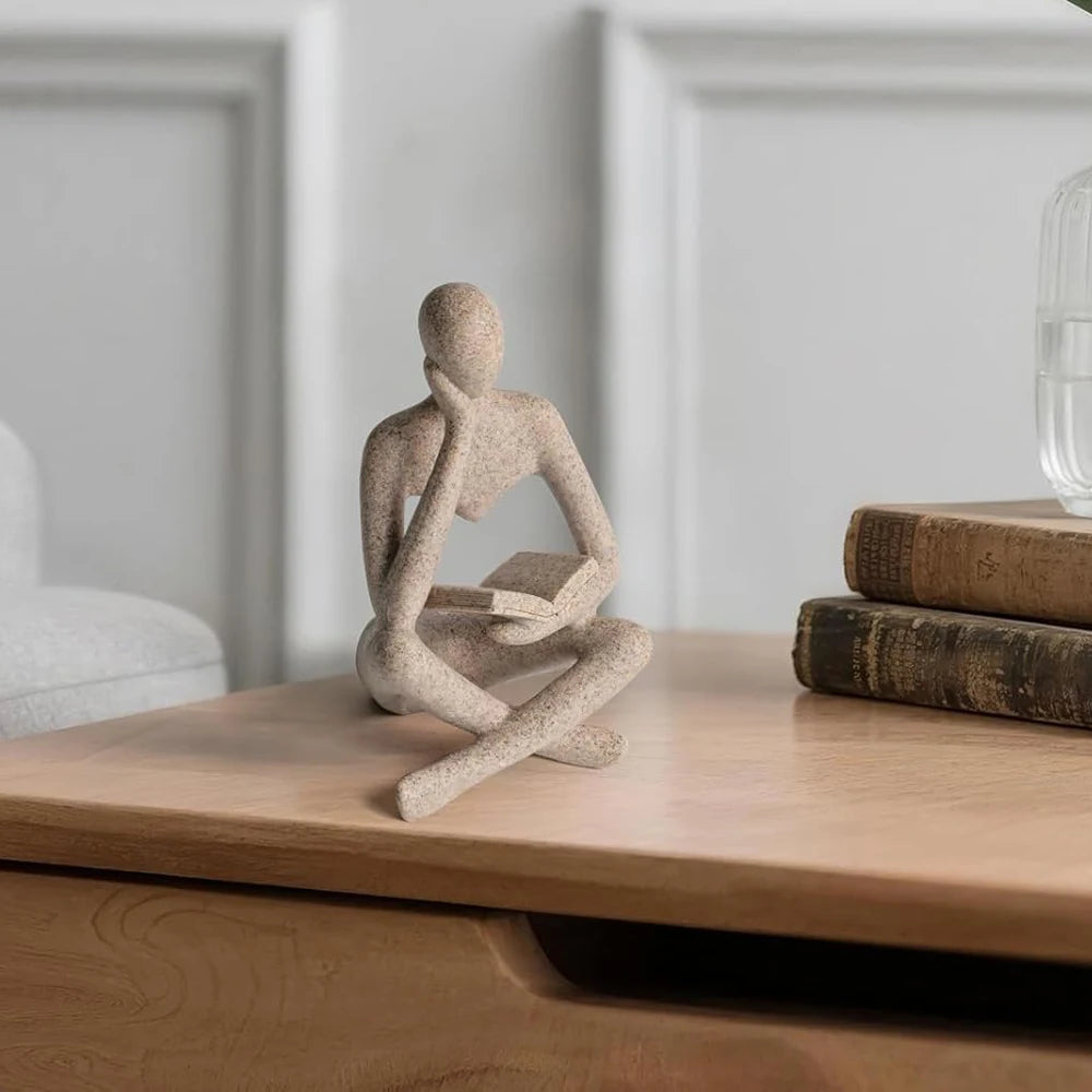 Bookshelf Decor Person Who is Thinking Abstract