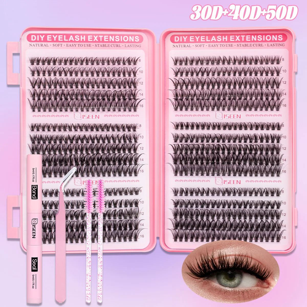 Lash Clusters Kit with Lash Bond And Seal And Eyelash Tweezers Makeup
