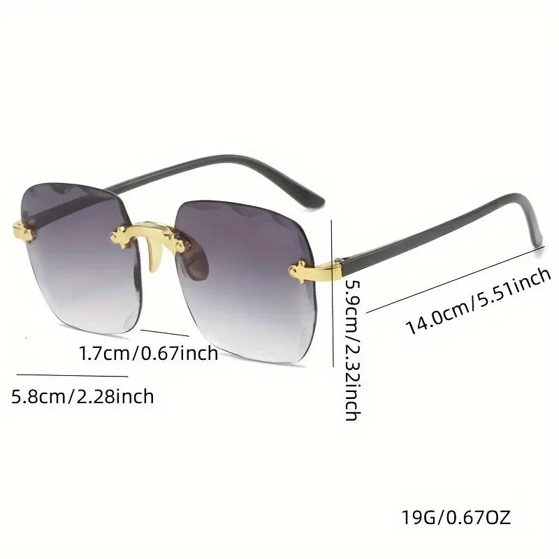 3-Piece Rimless Square Sunglasses Set
