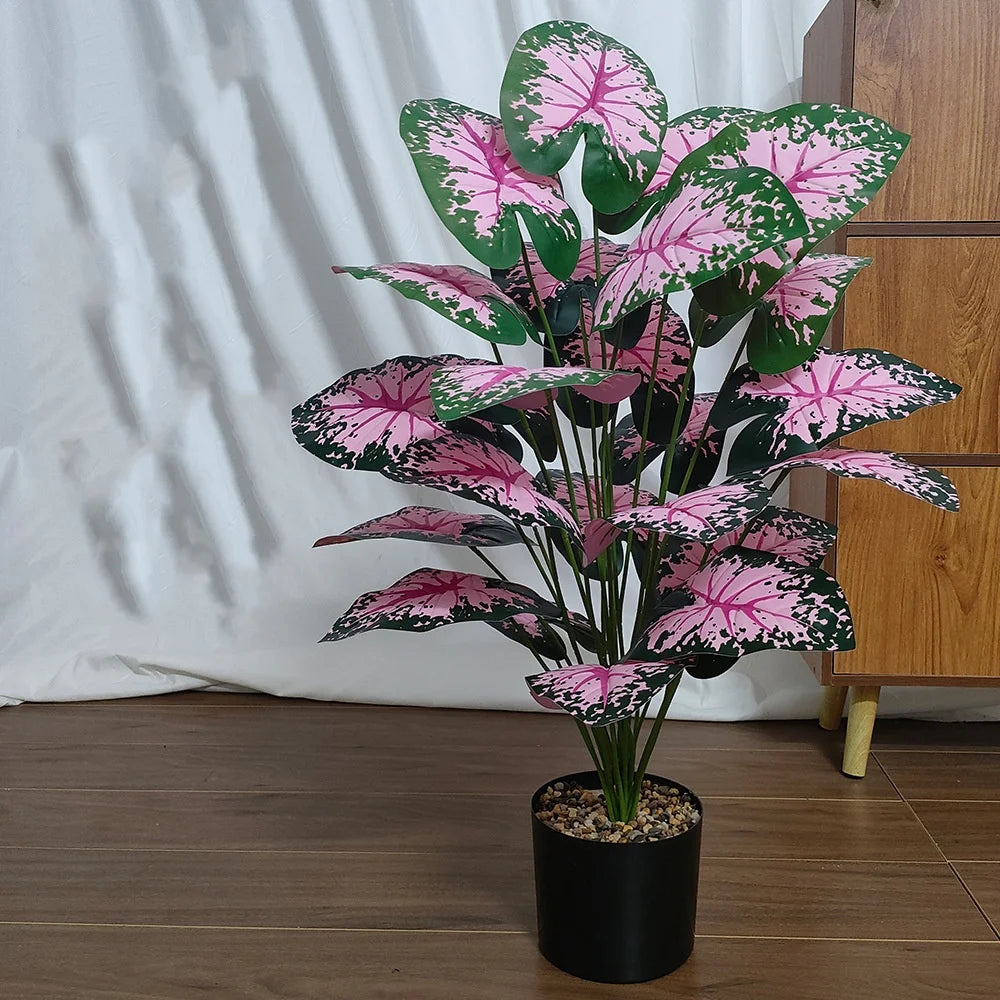 Pink Leaf Artificial Potted Plant