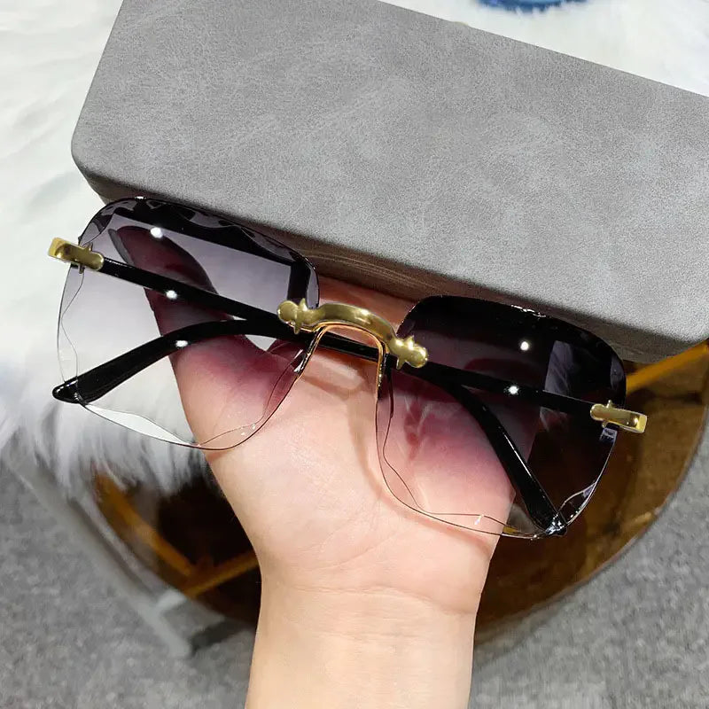 3-Piece Rimless Square Sunglasses Set