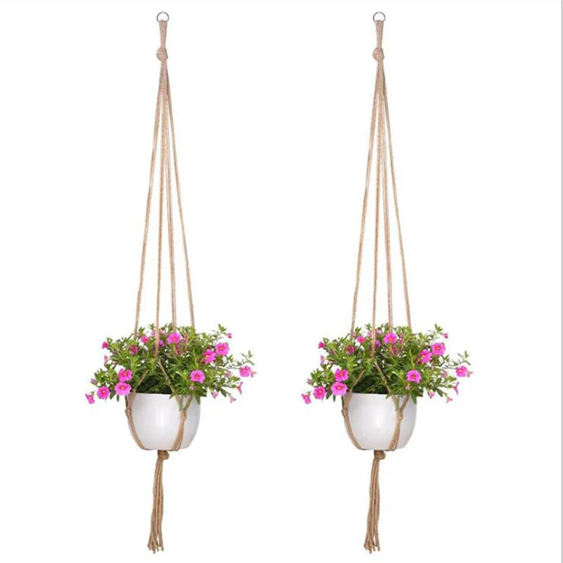 Gardening Green Plant Hanging Basket Cotton Rope Hanger Flower Pot  Handmade Macrame Pot Pocket Wall Boho Courtyard  Home Decor
