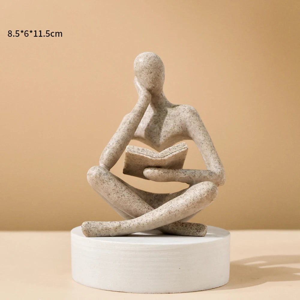 Bookshelf Decor Person Who is Thinking Abstract
