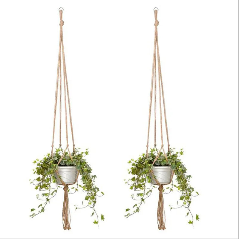 Gardening Green Plant Hanging Basket Cotton Rope Hanger Flower Pot  Handmade Macrame Pot Pocket Wall Boho Courtyard  Home Decor