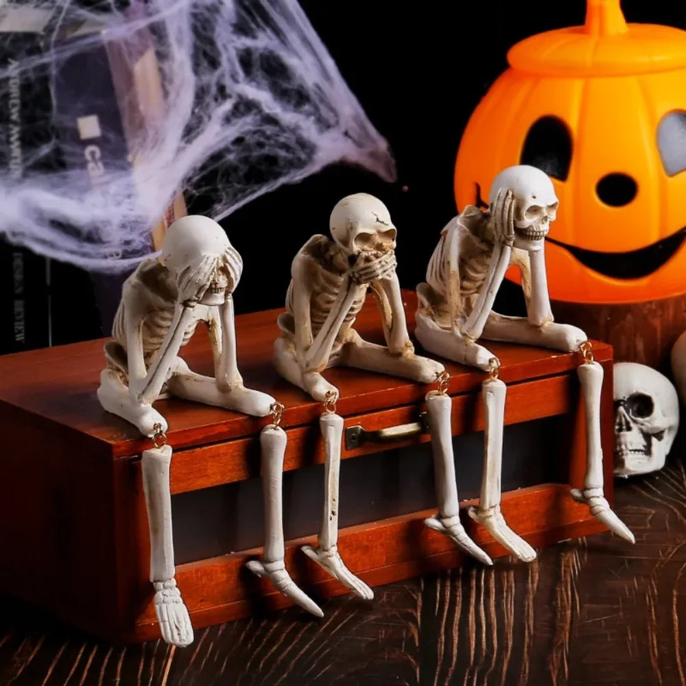 See Speak Hear No Evil Skeleton Figurines Resin