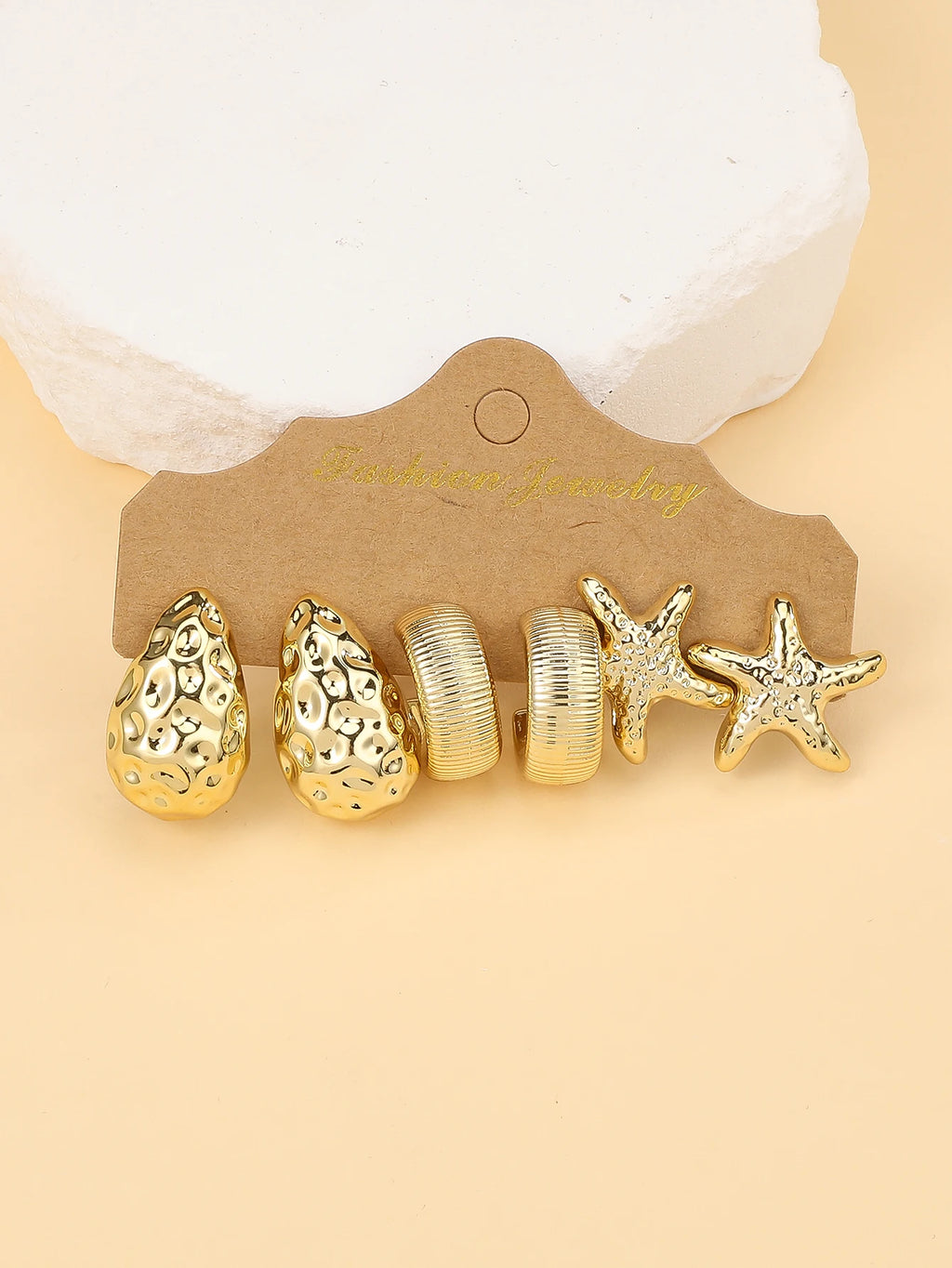 3/6 Pairs Gold Earrings Set