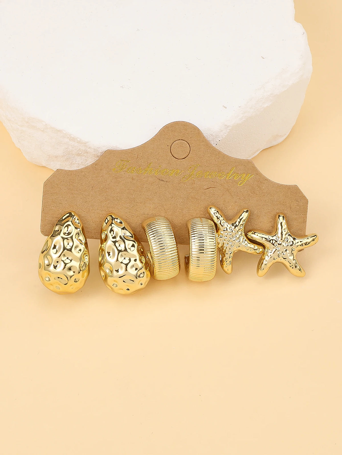 3/6 Pairs Gold Earrings Set