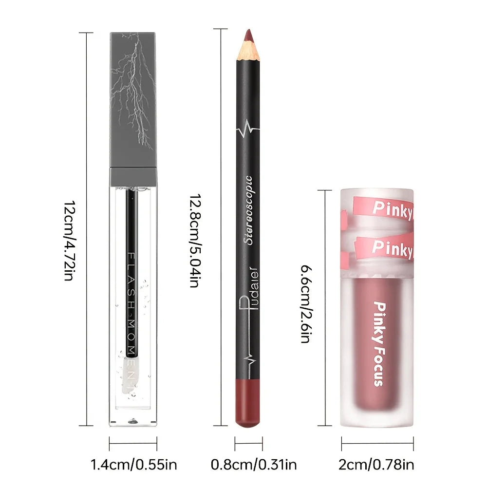 3PCS Glossy Lip Set