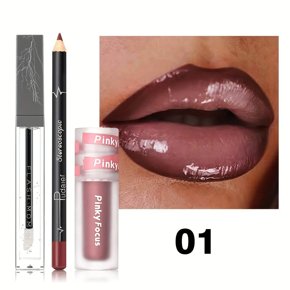 3PCS Glossy Lip Set