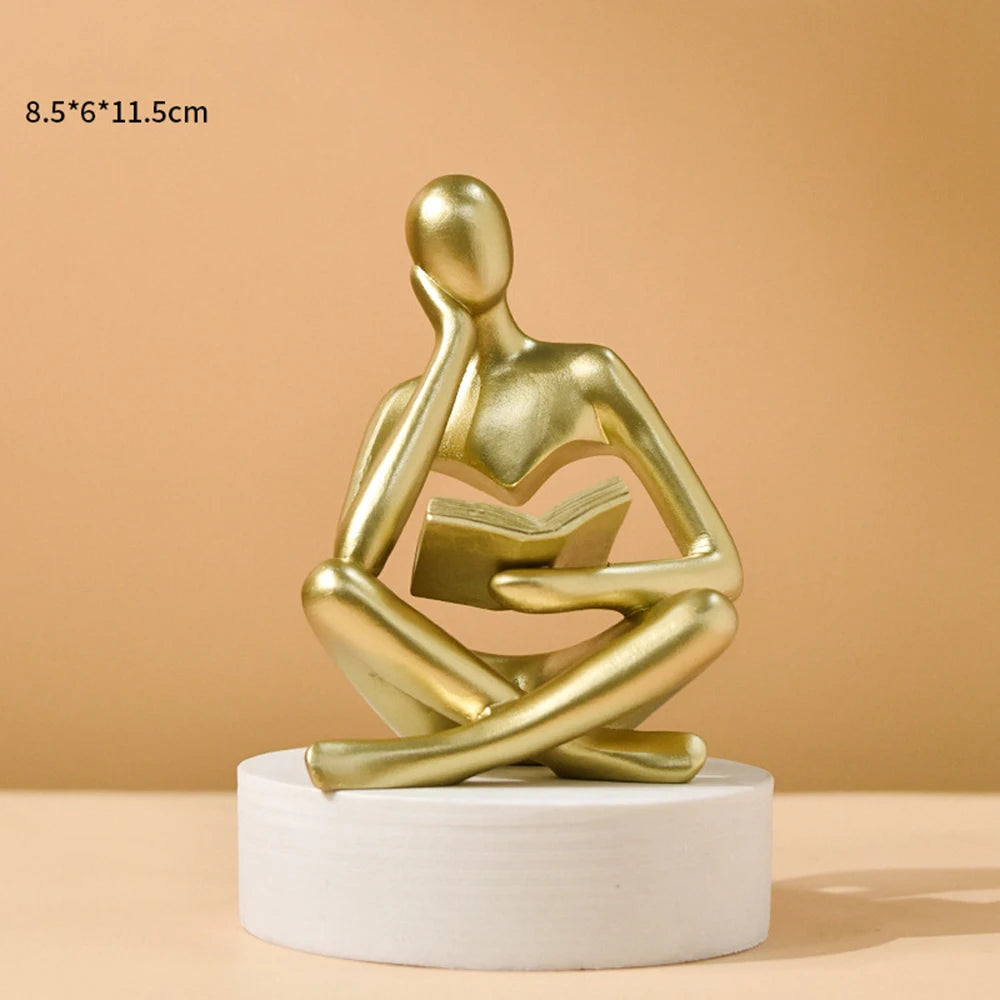 Bookshelf Decor Person Who is Thinking Abstract