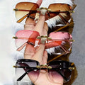 3-Piece Rimless Square Sunglasses Set