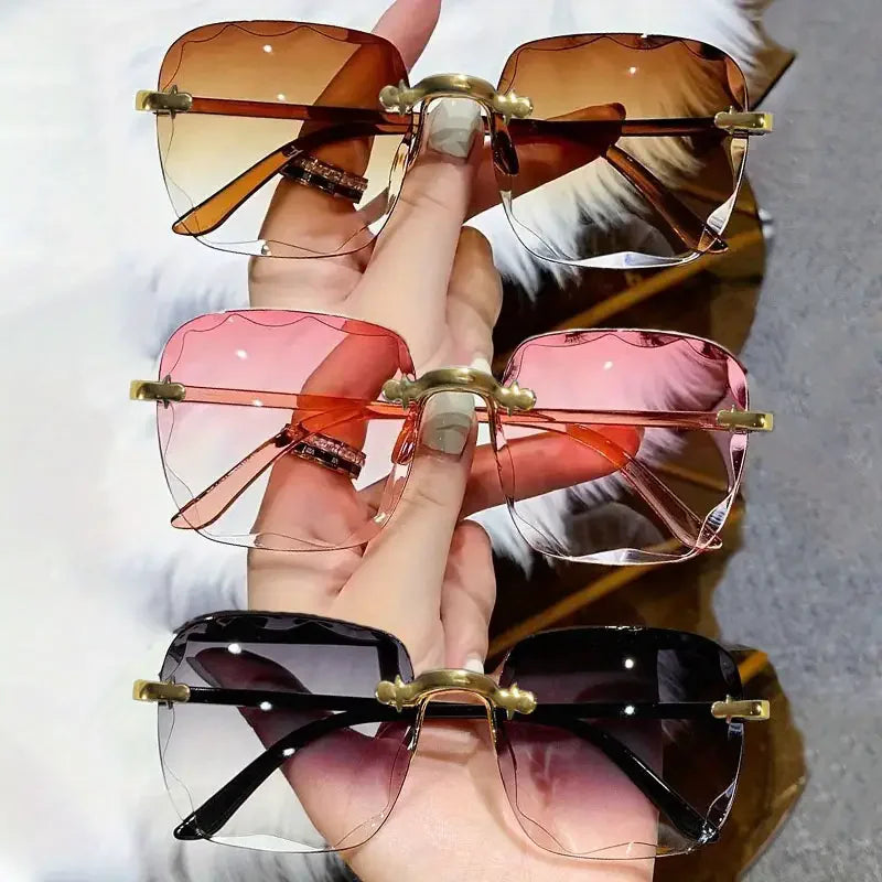 3-Piece Rimless Square Sunglasses Set